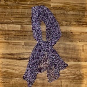 Purple Floral Chiffon Scarf